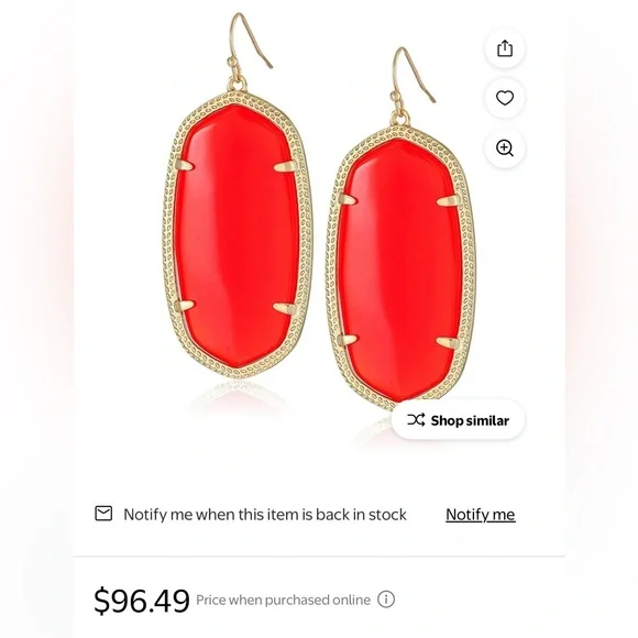Lot of 2x [Kendra Scott] Danielle Faceted Drop Earrings Red/Gold & Black/Gold - Picture 15 of 15